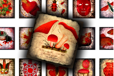 Digital Collage Sheet - Red Splash
