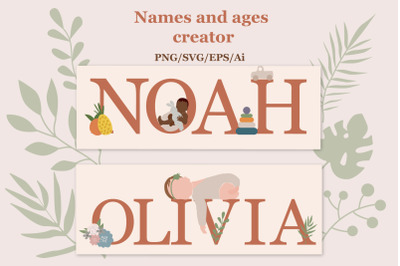 Abstract baby name creator, Abstract newborn clipart