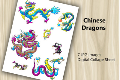 Digital Scrapbooking Kit - Chinese Dragons   Digital Collage Sheet - 7