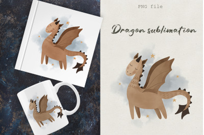 Fairytale dragon sublimation design PNG