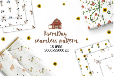 Farm animals seamless pattern