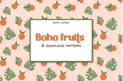 Bohemian tropical fruits seamless pattern