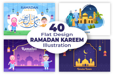 40 Ramadan Kareem Holiday Islamic Illustration