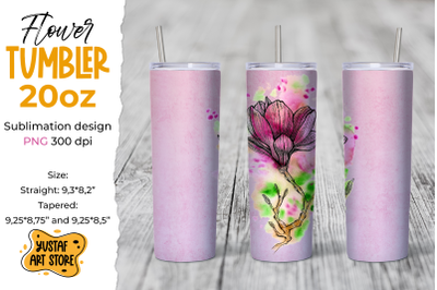 Magnolia Flowers Spring tumbler 20 oz sublimation design