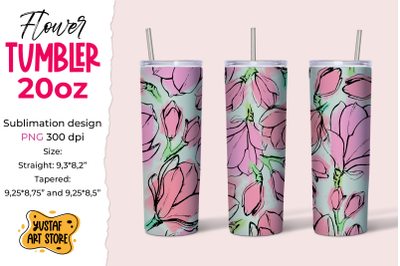 Magnolia Flowers Spring tumbler 20 oz sublimation design