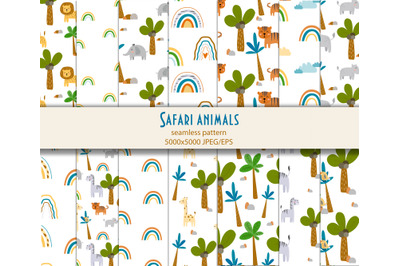 Safari animals digital paper pack, Safari background decor