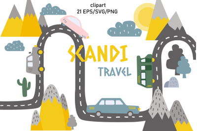 Scandinavian clipart, Travel clipart, Cars SVG, Scandinavian mountain