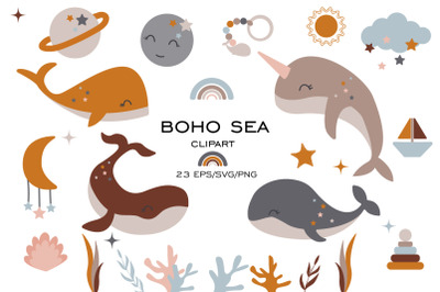 Boho baby shower clipart, Boho SVG, Celestial whale clipart, Whale SVG