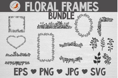 Floral Frames Monogram bundle silhouette SVG PNG EPS
