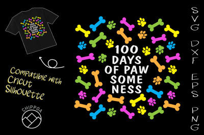 Dog Paw 100 Days School Dog Lover