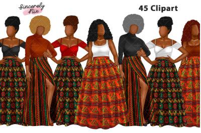 Black Girl Clipart Bundle, Black Woman clipart, Fashion girl clipart,