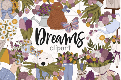 Flower Bouquet Clipart Set | Dreams Clipart