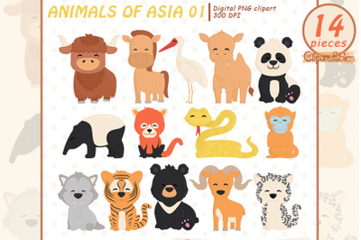Cute ASIAN animals clipart, PANDA clip art, Baby animals