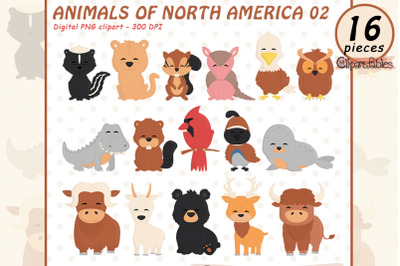 Cute ANIMALS clipart, North America wildlife