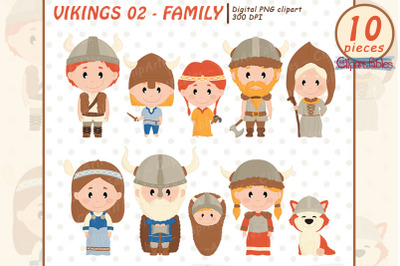 Cute VIKING FAMILY clipart, Valkyrie, Nordic clipart