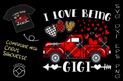 I Love Being GiGi Red Plaid Love Truck