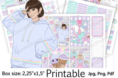 Kawaii Printable Stickers 2&2C;25&amp;quot;x1&2C;5&amp;quot;