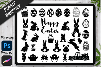 Easter Brushes Stamp for Procreate &amp; Photoshop. Procreate Bunny Stamp.