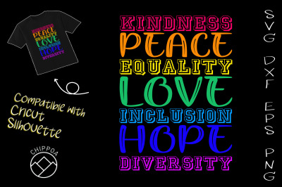 Kindness Peace Equality Inclusion BLM