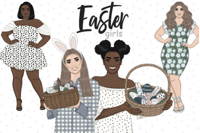 Easter Dark Girls Clipart