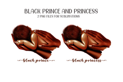 Black prince and princess baby clipart - 2 png files