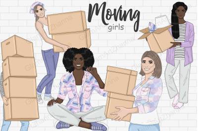 Moving Girls Clipart