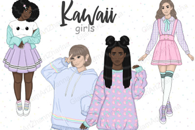 Kawaii Girl Clipart | Planner Girl Clipart