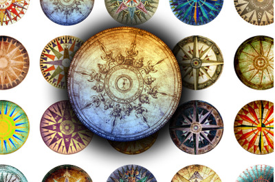 Digital Collage Sheet - Compass Rose