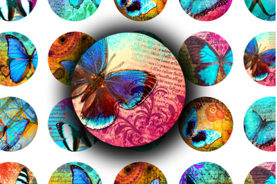 Digital Collage Sheet - Blue Butterfly