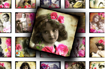 Digital Collage Sheet - Kids and Roses