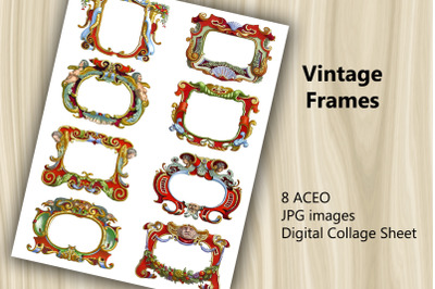 ACEO Digital Collage Sheet - Vintage Frames