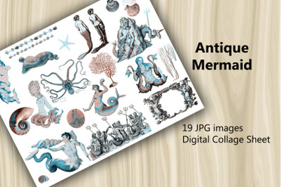 Digital Scrapbooking Kit - Antique Mermaid