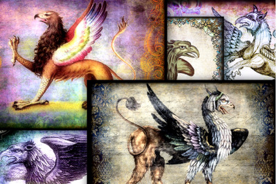 ACEO Digital Collage Sheet - Griffons