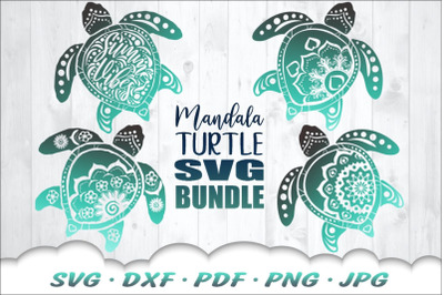 Mandala Sea Turtle SVG Bundle For Cricut