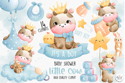 Baby cow clipart, baby boy clipart, baby shower cow clipart, baby show