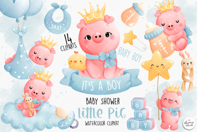 Baby pig Clipart, baby boy clipart, baby shower pig clipart, baby show