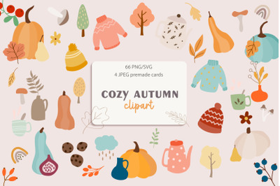 Autumn SVG, Pumpkin SVG, Cozy autumn clipart, Autumn vibes PNG