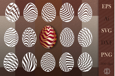 Set of wavy designs for eggs. SVG for sublimation and cut