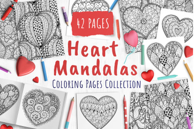 Heart Mandalas Coloring Pages