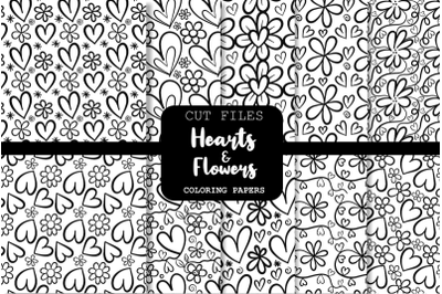 Hearts &amp; Flowers Vector Coloring Patterns