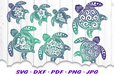 Hawaii Hibiscus Sea Turtle SVG Bundle For Cricut Crafting