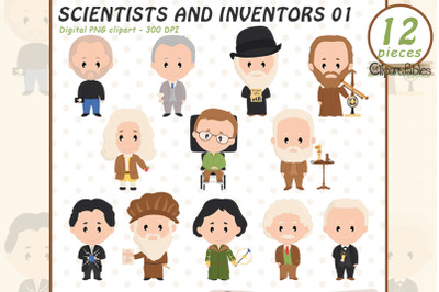 SCIENTIST and famous INVENTORS clipart