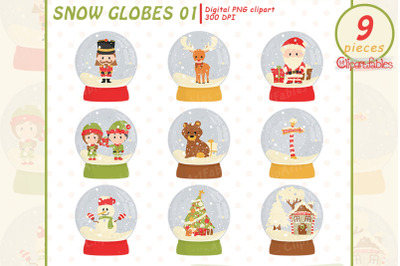 Cute CHRISTMAS snow globe clipart