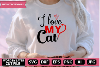 I Love My Cat Svg Cut File