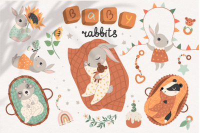 Baby Rabbit Illustrations Set