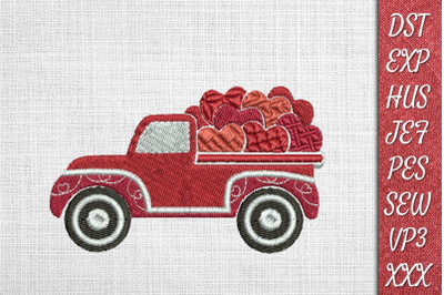 Valentines Day Truck 1 Embroidery Designs