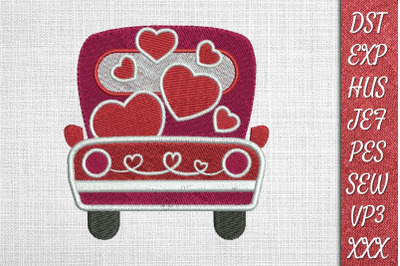 Valentines Day Truck 2 Embroidery Designs