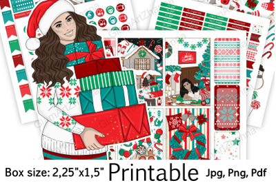 Christmas Printable Stickers 2,25&quot;x1,5&quot;