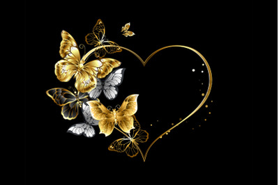 Heart with Golden Butterflies