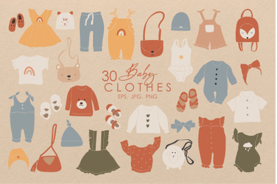 Boho baby fashion clipart, Baby clothes clip art